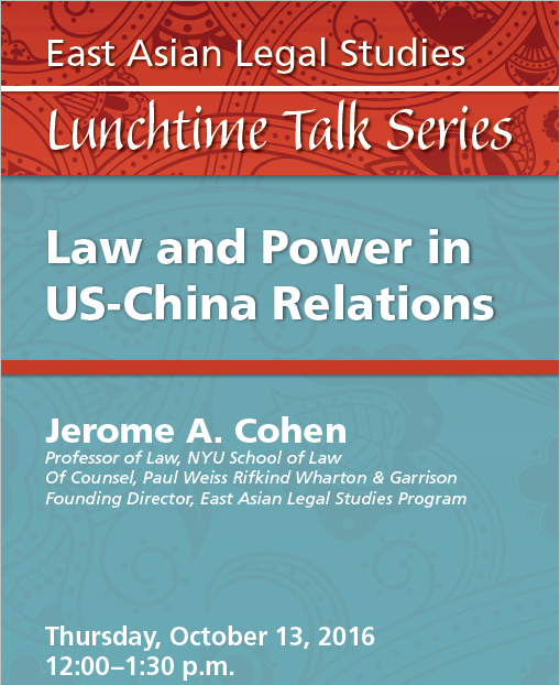 "Law and Power in US-China Relations" Event Poster